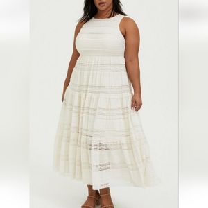 TORRID Ivory Lace Tiered Midi Dress